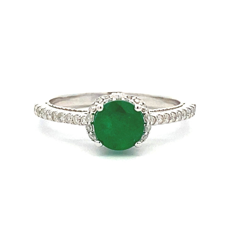 Bids.com 1.12ct Emerald Diamond Eng Only 14KT White Gold Rings