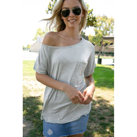 Plus Stripe One Shoulder Boxy Top