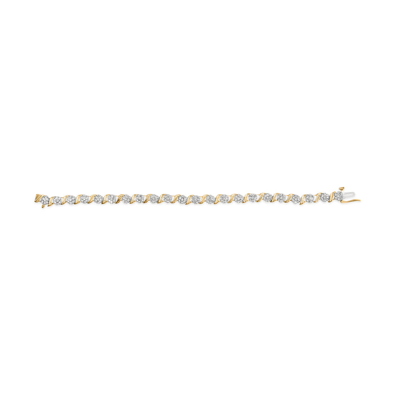 Bids.com 10K Yellow Gold 2.00 Cttw Round Cut Diamond 'S' Cluster Bracelet (J-K Color, I1-I2 Clarity) Bracelets