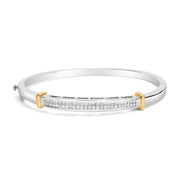 Bids.com 14K Two-Toned Gold Princess Cut Diamond Fashion Bangle (1 cttw, H-I Color, SI1-SI2 Clarity) Bracelets