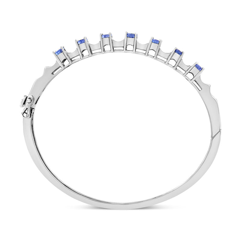 Bids.com 14K White Gold 5 MM Oval Blue Tanzanite and 1/4 Cttw Diamond Bangle (H-I Color, VS2-SI1 Clarity) - Fits wrists up to 7 1/2 Inches Bracelets