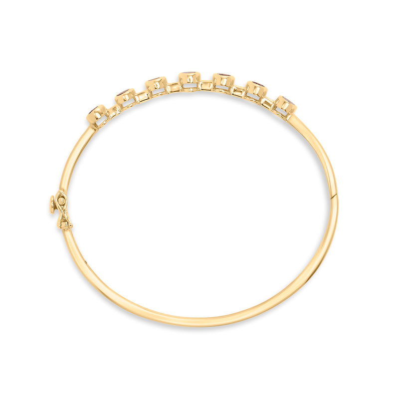 Bids.com 14K Yellow Gold Alternating Bezel Set 5MM Oval Shaped Tanzanite and 1/5 Cttw Diamond Bangle Bracelet (H-I Color, VS2-SI1 Clarity) - Fit's wrists up to 7.25" Inches Bracelets