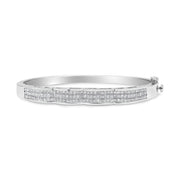 Bids.com 14K White Gold 3 1/3 Cttw Invisible Set Princess-Cut Diamond Wave Bangle Bracelet (H-I Color, SI1-SI2 Clarity) - Size 7" Bracelets