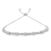 Bids.com .925 Sterling Silver 1/4 Cttw Diamond 4â€-10â€ Adjustable Bolo Alternating Square and Rectangle Bolo Bracelet (I-J Color, I3 Clarity) Bracelets