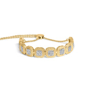Bids.com 14k Yellow Gold Plated .925 Sterling 5/8 Cttw Diamond Composite Cushion Frame 4â€-10â€ Adjustable Bolo Bracelet (G-H Color, I1-I2 Clarity) Bracelets