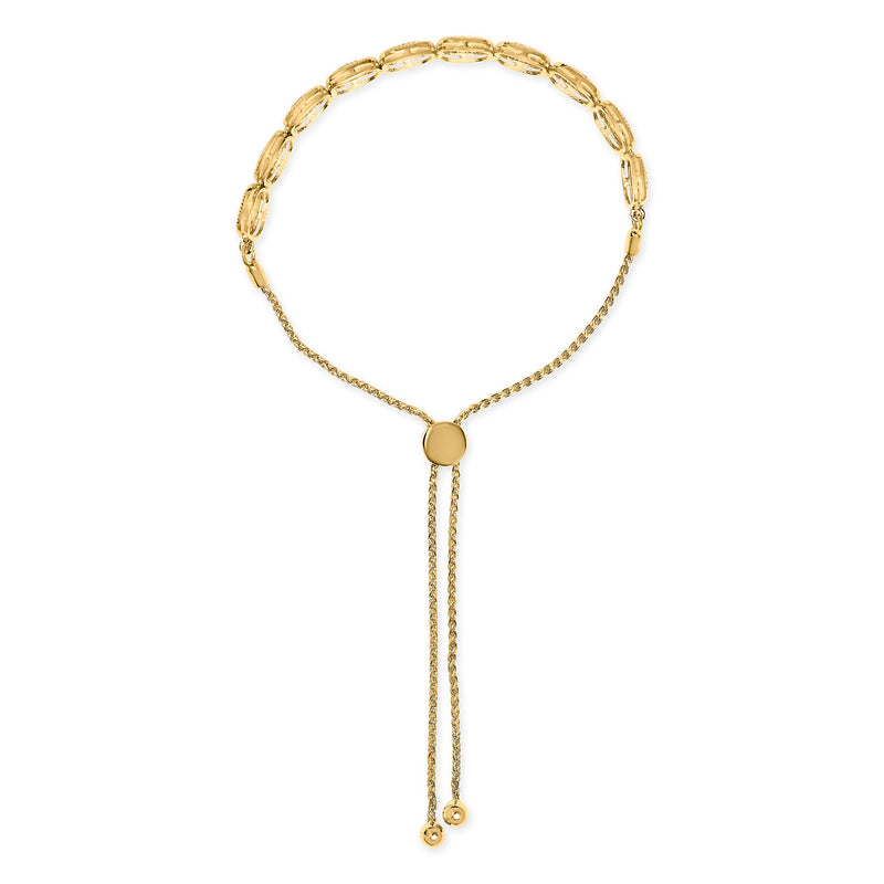 Bids.com 14k Yellow Gold Plated .925 Sterling 5/8 Cttw Diamond Composite Cushion Frame 4â€-10â€ Adjustable Bolo Bracelet (G-H Color, I1-I2 Clarity) Bracelets