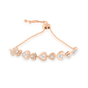 Bids.com Rose Plated Sterling Silver Diamond Heart-Linked Bolo Bracelet (0.30 cttw, H-I Color, I2-I3 Clarity) Bracelets