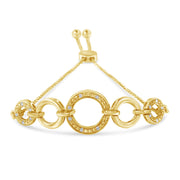 Bids.com 10K Yellow Gold over .925 Sterling Silver Diamond Accented Graduated Infinity Open Circle 6â€-9â€ Adjustable Bolo Bracelet Bracelets