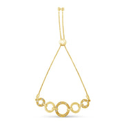 Bids.com 10K Yellow Gold over .925 Sterling Silver Diamond Accented Graduated Infinity Open Circle 6â€-9â€ Adjustable Bolo Bracelet Bracelets