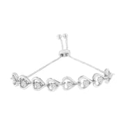 Bids.com Sterling Silver Diamond Woven Heart Bolo Bracelet (0.1 cttw, H-I Color, I2-I3 Clarity) Bracelets