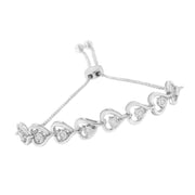 Bids.com Sterling Silver Diamond Woven Heart Bolo Bracelet (0.1 cttw, H-I Color, I2-I3 Clarity) Bracelets