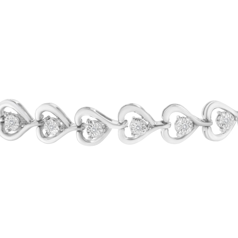Bids.com Sterling Silver Diamond Woven Heart Bolo Bracelet (0.1 cttw, H-I Color, I2-I3 Clarity) Bracelets