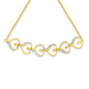 Bids.com 14K Yellow Gold Plated .925 Sterling Silver Diamond Accent Heart Link Bolo Bracelet Bracelets