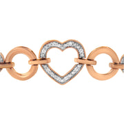 Bids.com 10K Rose Gold over .925 Sterling Silver 1/10 Cttw Round-Cut Diamond Heart Link Adjustable Bolo Bracelet (H-I Color, I2-I3 Clarity) - 6"-9" Adjustable Bracelets