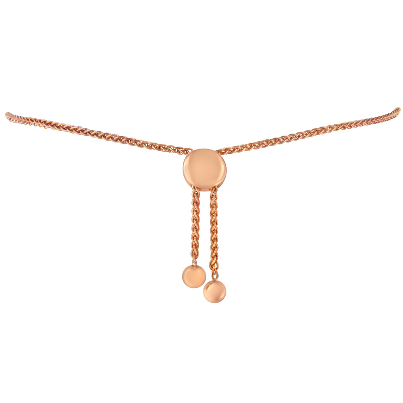 Bids.com 10K Rose Gold over .925 Sterling Silver 1/10 Cttw Round-Cut Diamond Heart Link Adjustable Bolo Bracelet (H-I Color, I2-I3 Clarity) - 6"-9" Adjustable Bracelets
