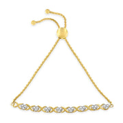 Bids.com 10K Yellow Gold over .925 Sterling Silver 1/10 Cttw Diamond Heart and X-Link 6â€-9â€ Adjustable Bolo Bracelet (H-I Color, I2-I3 Clarity) Bracelets