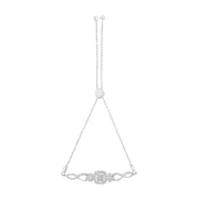Bids.com .925 Sterling Silver Diamond Cushion Frame Heart-Sides Twist 4â€-10â€ Adjustable Bolo Tennis Bolo Bracelet (I-J Color, I3 Clarity) Bracelets