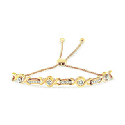 Bids.com 14K Yellow Gold Plated .925 Sterling Silver Channel Set Diamond Accent Twist 4â€-10â€ Adjustable Bolo Bracelet (I-J Color, I3 Clarity) Bracelets