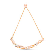Bids.com 14K Rose Gold Plated .925 Sterling Silver 1/10 Cttw Diamond Alternating Swirl link Bolo Bracelet (I-J Color, I2-I3 Clarity) - 6" to 9" Adjustable Bracelets
