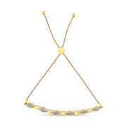 Bids.com 14K Yellow Gold Plated .925 Sterling Silver Diamond Accent Alternating Marquise Shape and Heart Links Bolo Bracelet (I-J Color, I3 Clarity) - Adjustable 6" to 9" Bracelets