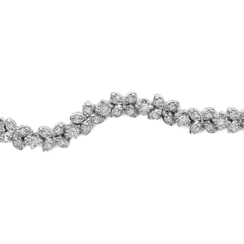 Bids.com .925 Sterling Silver 1/4 Cttw Diamond Marquise Shaped Link 4"-10" Adjustable Bolo Bracelet (I-J Color, I1-I2 Clarity) Bracelets