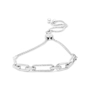 Bids.com .925 Sterling Silver 1/10 Cttw Diamond Paperclip Link Adjustable Bolo Bracelet (I-J Color, I2-I3 Clarity) Bracelets