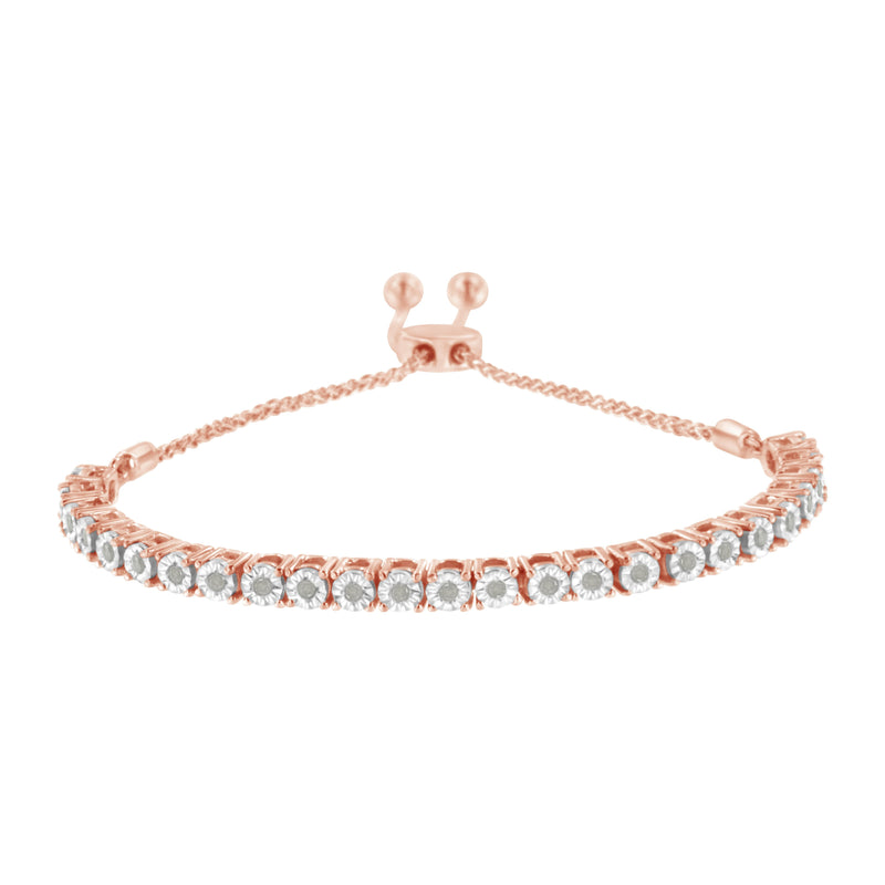 Bids.com 10K Yellow Gold over .925 Sterling Silver 1/4 Cttw Miracle-Set Diamond 4â€-10â€ Adjustable Bolo Tennis Bracelet (I-J Color, I3 Clarity) Bracelets