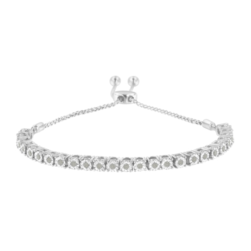 Bids.com 10K Yellow Gold over .925 Sterling Silver 1/4 Cttw Miracle-Set Diamond 4â€-10â€ Adjustable Bolo Tennis Bracelet (I-J Color, I3 Clarity) Bracelets