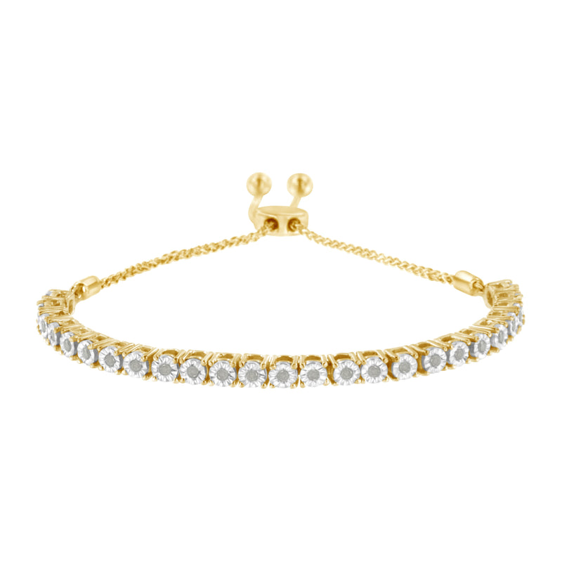 Bids.com 10K Yellow Gold over .925 Sterling Silver 1/4 Cttw Miracle-Set Diamond 4â€-10â€ Adjustable Bolo Tennis Bracelet (I-J Color, I3 Clarity) Bracelets