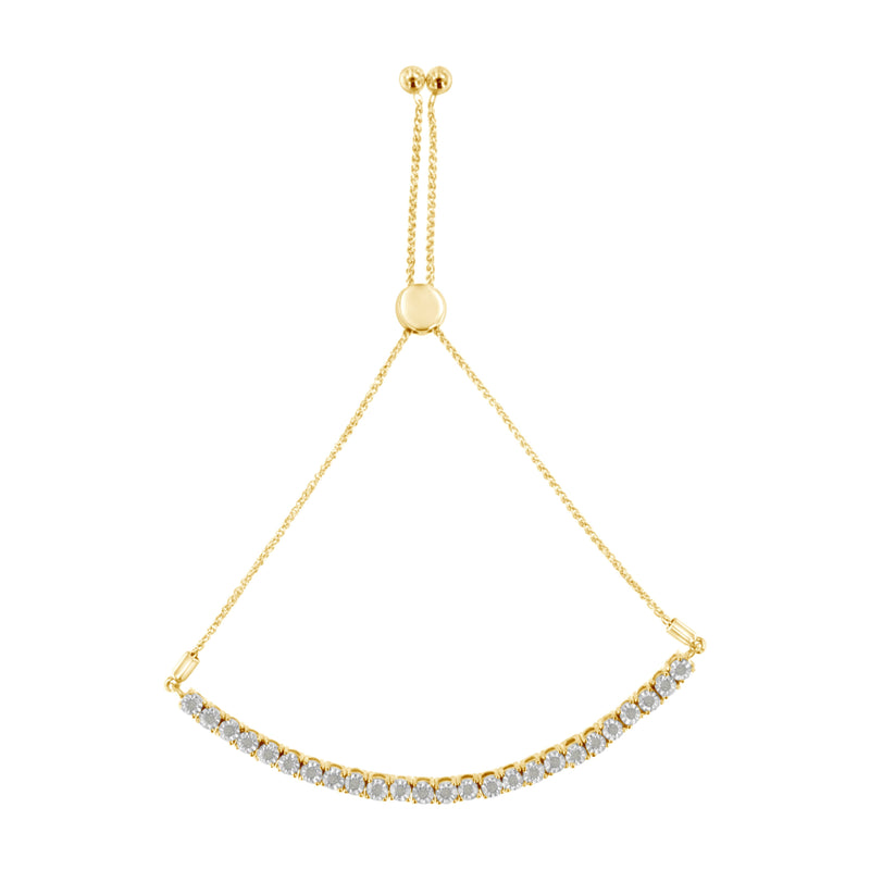 Bids.com 10K Yellow Gold over .925 Sterling Silver 1/4 Cttw Miracle-Set Diamond 4â€-10â€ Adjustable Bolo Tennis Bracelet (I-J Color, I3 Clarity) Bracelets