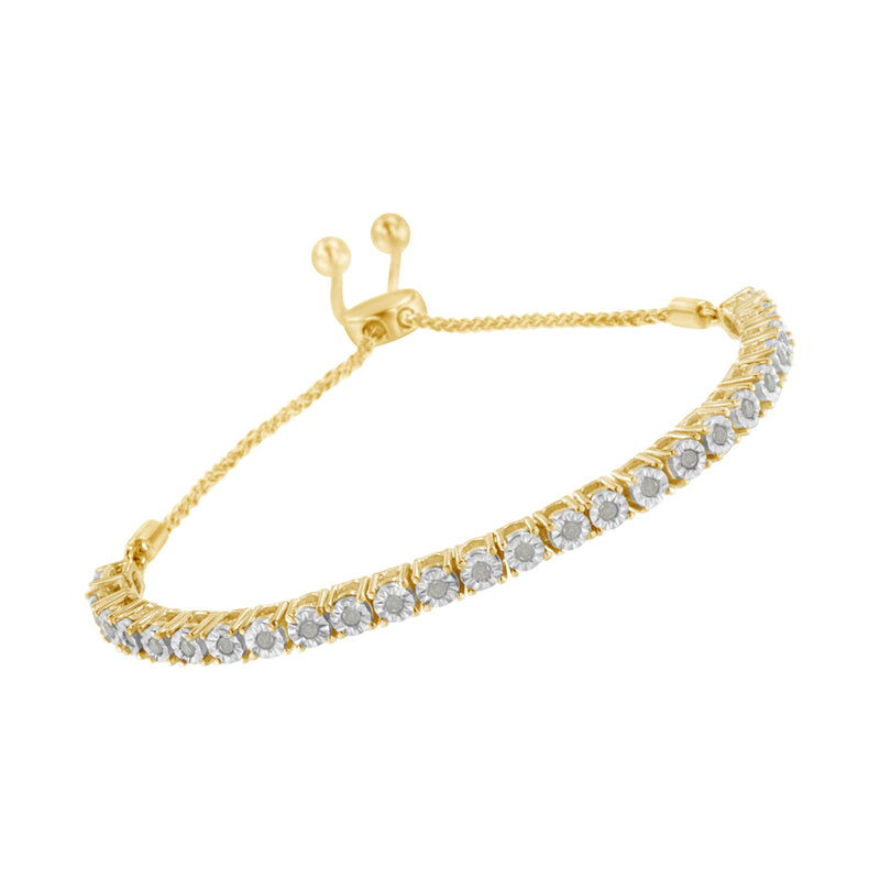 Bids.com 10K Yellow Gold over .925 Sterling Silver 1/4 Cttw Miracle-Set Diamond 4â€-10â€ Adjustable Bolo Tennis Bracelet (I-J Color, I3 Clarity) Bracelets