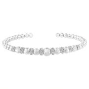 Bids.com .925 Sterling Silver 1/4 Cttw Diamond Rondelle Graduated Ball Bead Cuff Bangle Bracelet (I-J color, I2-I3 clarity) - Fits wrists up to 7 1/2 inches Bracelets