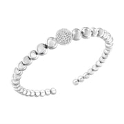 Bids.com .925 Sterling Silver 1/6 Cttw Diamond Rondelle Graduated Ball Bead Cuff Bangle Bracelet (I-J color, I2-I3 clarity) - Fits wrists up to 7 1/2 inches Bracelets