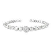Bids.com .925 Sterling Silver 1/6 Cttw Diamond Rondelle Graduated Ball Bead Cuff Bangle Bracelet (I-J color, I2-I3 clarity) - Fits wrists up to 7 1/2 inches Bracelets