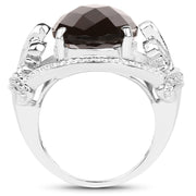Bids.com 10.50 Carat Genuine Smoky Quartz .925 Sterling Silver Ring Rings