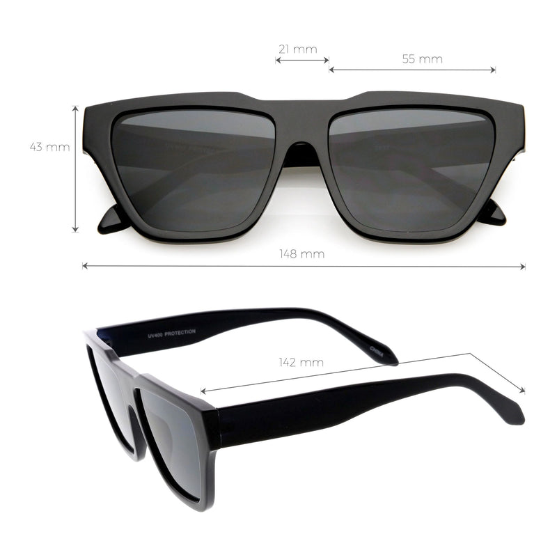 zeroUV Retro Modern Horned Rim Flat Top Square Aviator Sunglasses C920 Sunglasses