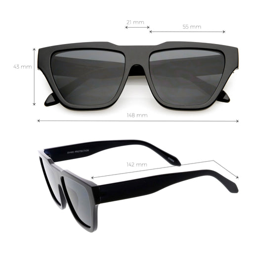 zeroUV Retro Modern Horned Rim Flat Top Square Aviator Sunglasses C920 Sunglasses