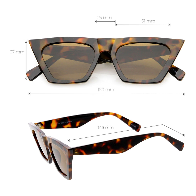 zeroUV Women's Retro Oversize Wide Pointed Cat Eye Sunglasses C921 Sunglasses