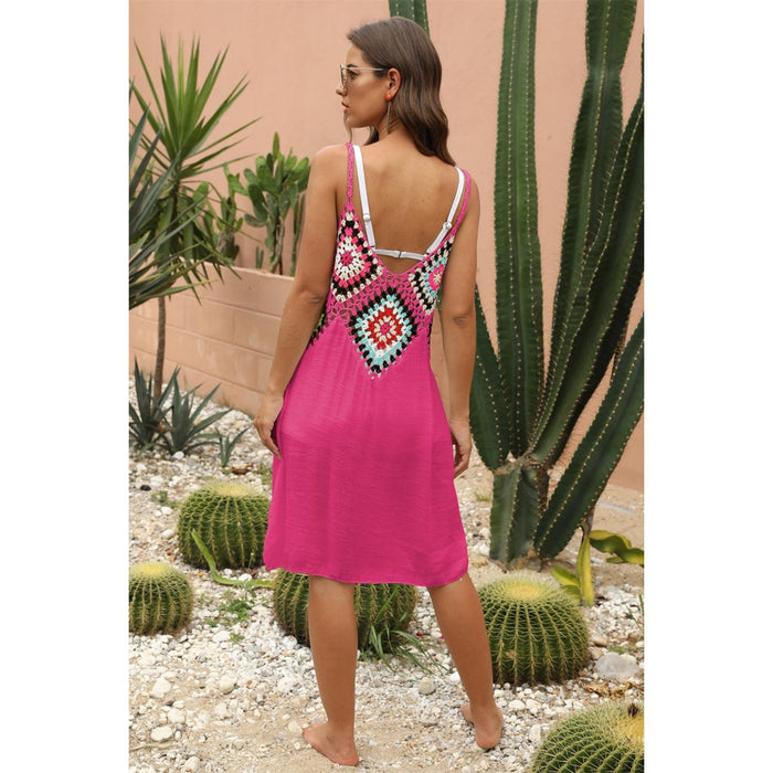 Geometric V-Neck Spaghetti Strap Cover Up Dress