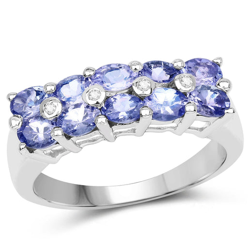 Bids.com 1.76 Carat Genuine Tanzanite and White Sapphire .925 Sterling Silver Ring Rings