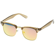 zeroUV Retro Modern Horned Rim Half Frame Mirrored Lens Sunglasses A031 Sunglasses