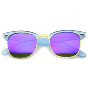 zeroUV Retro Modern Horned Rim Half Frame Mirrored Lens Sunglasses A031 Sunglasses