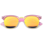 zeroUV Retro Modern Horned Rim Half Frame Mirrored Lens Sunglasses A031 Sunglasses