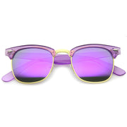 zeroUV Retro Modern Horned Rim Half Frame Mirrored Lens Sunglasses A031 Sunglasses