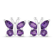 Bids.com 1.00 Carat Genuine Amethyst .925 Sterling Silver Earrings Earrings