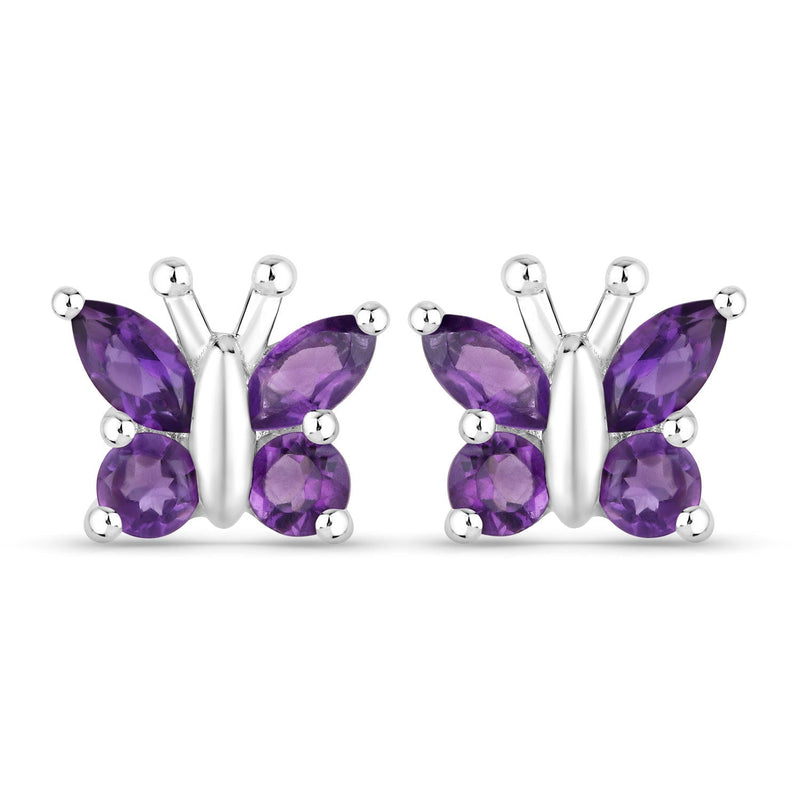 Bids.com 1.00 Carat Genuine Amethyst .925 Sterling Silver Earrings Earrings