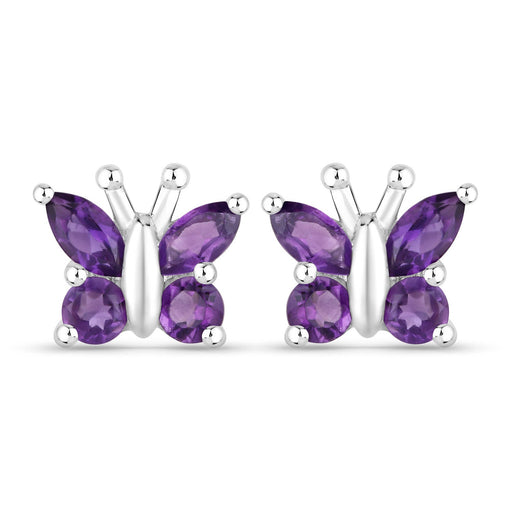 Bids.com 1.00 Carat Genuine Amethyst .925 Sterling Silver Earrings Earrings