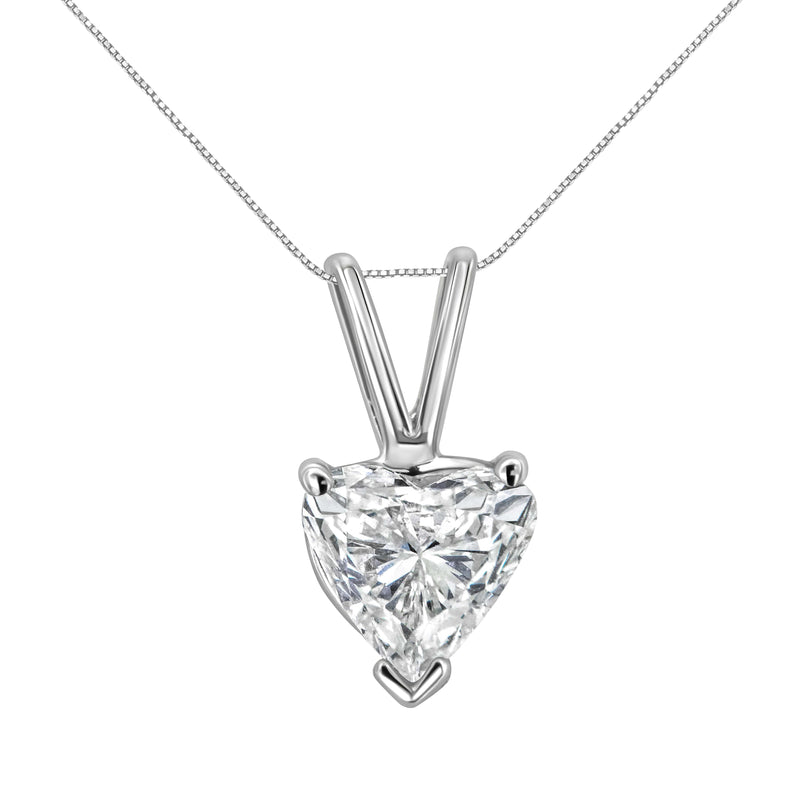 Bids.com 14K White Gold 3/8 Cttw Heart-Shaped Diamond Classic Solitaire 18" Pendant Necklace (H-I Color, VS2-SI1 Clarity) Necklaces