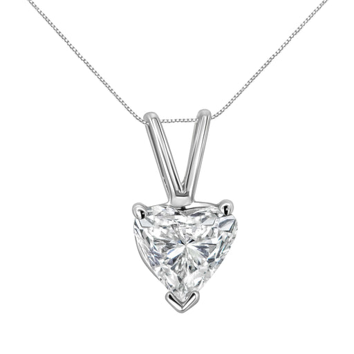 Bids.com 14K White Gold 3/8 Cttw Heart-Shaped Diamond Classic Solitaire 18" Pendant Necklace (H-I Color, VS2-SI1 Clarity) Necklaces