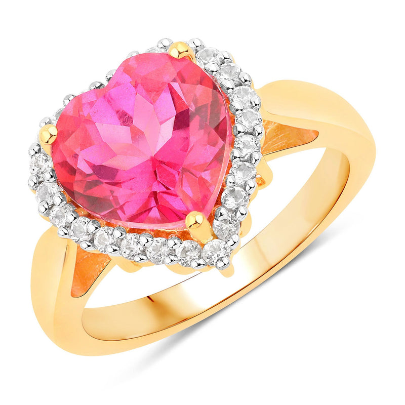 Bids.com 5.03 Carat Genuine Pink Topaz and White Topaz .925 Sterling Silver Ring Rings